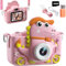 Appareil Photo Enfant Dinosaure, 2 1080P Appareil Photo Numérique, HD Selfie Apareille Photo 32G, Eouet Enfant Et Cadeau Fille 3 4 5 6 7 8 9 10 11 12 Ans, Bien Jeux pour Enfants (Rose)