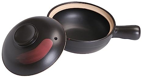 SHOWERORO Single Handle Terracotta Casserole Small Pan Kitchen Portable Cooking Stove Dishes Home Nonstick Stock Pot Braising Pan with Lid Casserole Cooking Pot Earthenware Cup Clay