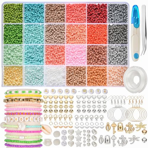 CAJA Perlen für Armbänder - 3mm Perlen Set - Accessoires in Gold und Silber – DIY Schmuckherstellung für Armbänder, Weihnachten, Partys und Feiertage – Bastelsets für Erwachsene und Kinder (Set 1)