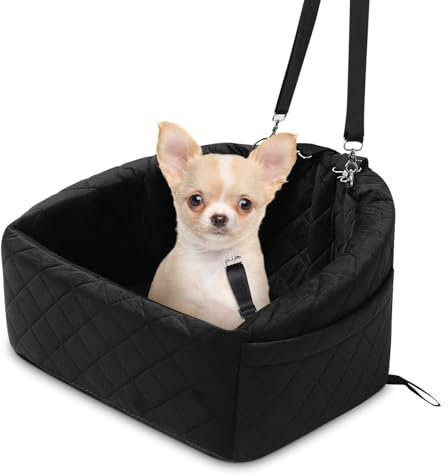 Erhöhter Autositz für Haustiere, Abnehmbarer Autositz für Kleine Bis Mittelgroße Haustiere Unter 35 Pfund, Sicherheitssitz für Hunde, mit Aufbewahrungstaschen und Gürtel