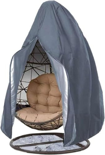 Daaxing Full Coverage Double Egg Chair Cover,230 X 200cm Hanging Egg Chair Cover,420D Oxford Egg Chair Covers Waterproof Dust-Proof,Outdoor Furniture Cover For Most Double Egg Chairs (Grey)