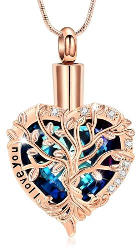 AIWENXI Arbre de Vie Bijoux pour Cendres Amour Un Souvenir Colliers Forme de Cœur Acier - I Love You