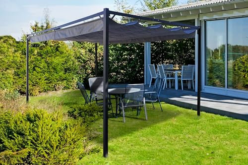 Cazeboo Pergola/Tonnelle autoportée Noosa, 400 x 300 cm, Gris Clair, Tonnelle de Jardin en Acier, Surface Couverte 12m²