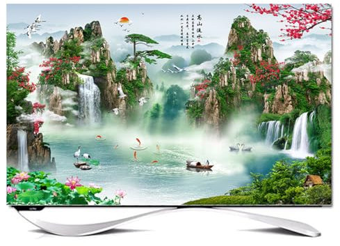 Indoor TV Cover LCD LED TV Dust Cover Art Cover 32-85in TV Waterproof Cover Fabric Display Protective Cover Dustproof TV Screen Protector(Size:85IN(W195xH115CM),Color:B)