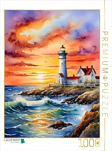 CALVENDO Puzzle Leuchtturm in der Abendsonne | 1000 Teile Lege-Größe 64 x 48 cm Foto-Puzzle für glückliche Stunden