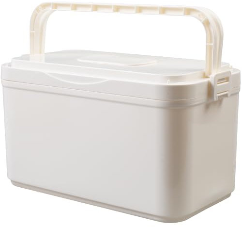 Gemsaya Medikamenten Aufbewahrung, Medizinbox Hausapotheke Box mit Griff, Aufbewahrungsbox Hausapotheke Box, Beige Erste Hilfe Kasten Arzneimittel Organizer für Zuhause, Büro, Schule