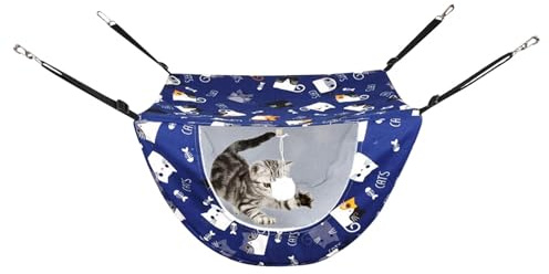Hamaca de jaula para mascotas, hamaca de jaula para gatos | Hamaca de doble capa para gatos, cama jaula para perchas de ventana para gatos, cama colgante para gatos, cama suave para mascotas