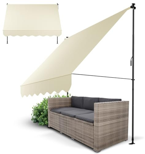 Juskys Klemmmarkise Kapstadt 250x120 cm - Höhenverstellbar & UV-beständig - Balkon & Terrasse - Wetterfest & Sichtschutz - Terrassenüberdachung Beige