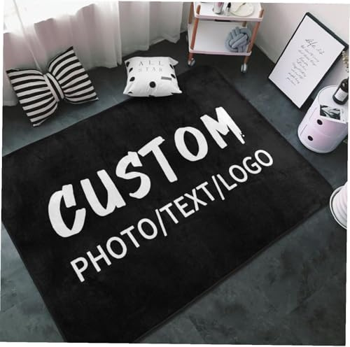 Naispanda Personalisierter Teppich mit Foto Logo Text, Personalisierter Flächenteppich Personalisierte rutschfeste Waschbare Fußmatte für Zuhause Büro Schlafzimmer Wohnzimmer Drinnen und Draußen