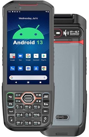 RUGLINE Android 13 PDA mit Tastatur, 6GB+64GB MDE Gerät, 1D/2D Barcode Scanner mit NFC, 4G LTE, WLAN, Bluetooth, Hot-Swap Akku, 8-Core Industrie Datenerfassungsgerät