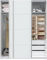 HABITMOBEL Armario Ropero con Doble Organizador Colgante y Cajonera 3 cajones, Puertas correderas, Acabado en Color Blanco, Medidas: 150 cm (Ancho) x 200 cm (Alto) x 60 cm (Fondo)