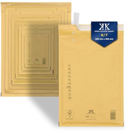 KK Verpackungen Luftpolster-Versandtaschen | 300 Stück, G7 G/7 Luftpolsterumschläge 250 x 350 mm Braun | Luftpolstertaschen selbstklebend