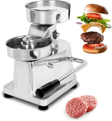 Zertylre Kommerzieller Burgerpresse,13cm Hamburger Patty Maker,mit 500 Blatt Hamburger Antihaftpapier Und Rutschfesten GummifüßEn, Hamburgerpresse Edelstahl,FüR Imbissbuden Und Hamburger Restaurants