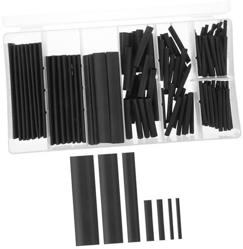 Gaine Thermorétractable 127 Pièces Noire pour Câble, Isolation | Polyoléfine Protection et Intérieur Maintenance Professionnelle Usage des Connexions Condensateurs