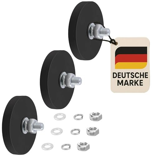 3 Stück Gummierte Magnete mit M6 Außengewinde, Magnetfüße für Auto, Werkzeug, Kamera Magnethalter Magnetfuß Kamerahalterung