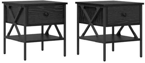 vidaXL Nachttisch 2 STK. Schwarz Eichen-Optik 40 x 42 x 45 cm