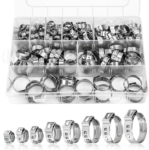 150 Pezzi Fascette Stringitubo, 6-23.5mm Regolabile Fascette Stringitubo Acciaio Inox, Morsetti per Tubi Fascette Metalliche Adatto per Acqua