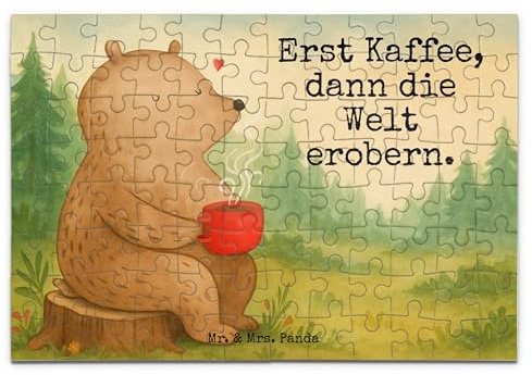 Mr. & Mrs. Panda Puzzle Bär Kaffee Design 96 Teile - Geschenk, Puzzlespiel, 500, Coffee, Geduldspiel, Guten Morgen, 2000, Teddy, 1000, Morgenroutine, Motivation