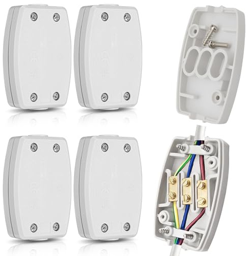 4 Pcs 3 Terminal Electrical Junction Box 13a Flex Connector 3 Core(White) | 13amp 250v, 3 Core Cable Connector, Wire Connector, Electrical Connectors