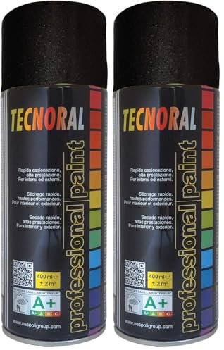 NESPOLI Bombe de peinture aérosol Noir Satin (Lot de 2)