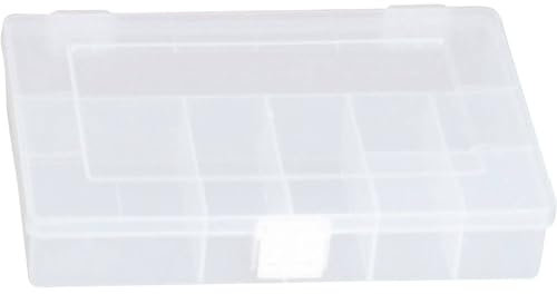 hünersdorff Sortimentskasten PP-Compact mit 8 Fächern | stabile Sortierbox für Schrauben und andere Kleinteile | feste Facheinteilung | 17 x 25 x 4,6 cm, transparent