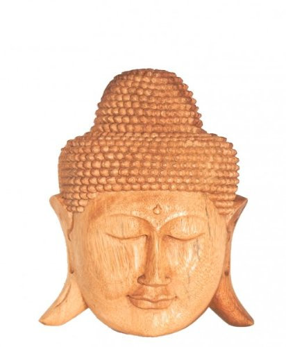 Kunsthandwerk Asien Buddha Maske, Holz-Maske aus Bali, Wandmaske 25 cm