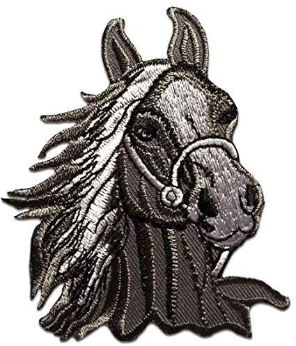 Catch the Patch Pferd Hengst Aufnäher zum Aufbügeln 7,3 x 9 cm Bügelbild für Kinder Mädchen mit Lieblingstier Wild, Bügelpatch Patches Bügelflicken