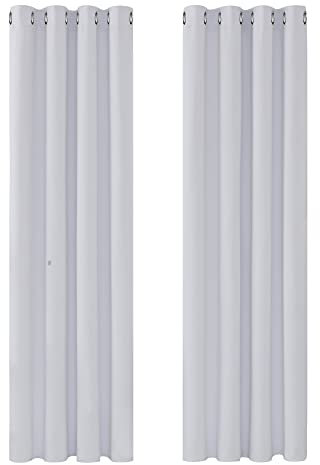 Deconovo Verdunkelungsgardine mit Kälteschutz Gardinen Wohnzimmer Vorhang Blickdicht Vorhang, 240x135 cm(HöhexBreite), Silber Grau, 2er Set