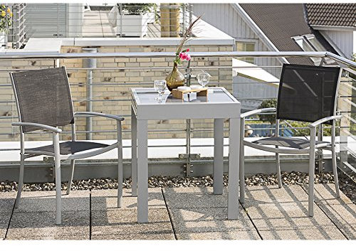 MERXX Gartenmöbel-Set Rimini 3-tgl. Stapelsessel und Balkonausziehtisch, 65(130) x65 cm