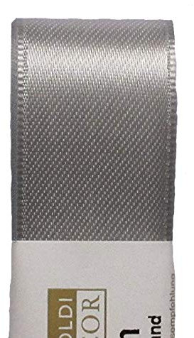 Stoff- Band Doppelsatin von Goldina 40 mm / 3 m. Satinband in der Farbe grau Silber -05