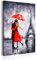 decomonkey Bilder Love in Paris 60x90 cm 1 Teilig Leinwandbilder Bild auf Leinwand Vlies Wandbild Kunstdruck Wanddeko Wand Wohnzimmer Wanddekoration Deko Architektur Stadt Eiffelturm Rot Menschen