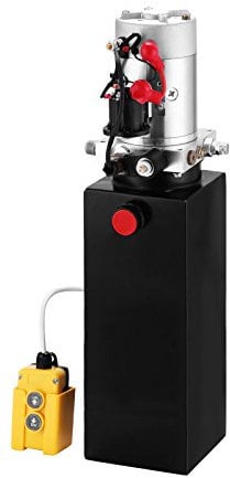 Cueffer 12V Bomba Hidráulica 1.6KW Bomba Hidráulica con Tanque de Combustible Metal Bomba Hidráulica de Acción Simple Hydraulic Pump para Elevación de Vagón Remolque Volquete (10L)