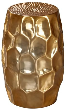 FineBuy Beistelltisch 30 x 47 x 30 cm Aluminium Dekotisch orientalisch rund, Kleiner Hammerschlag Abstelltisch, Designer Ablagetisch Metall modern, Kleiner Anstelltisch schmal