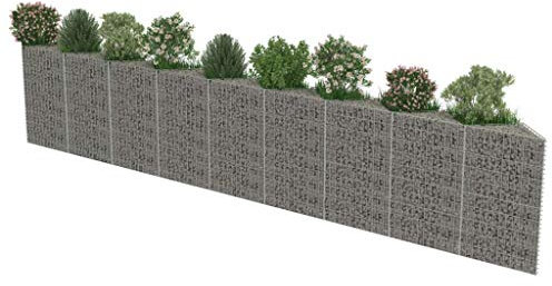 Festnight Gabion Jardin Acier Galvanisé Gabion Jardiniere Argenté 630 x 30 x 100 cm