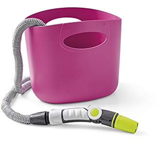 GF Garden, Aquapop 15, Tubo Estensibile da Giardino, 15 Metri, in Kit pronto all’uso, con Borsa - Contenitore in Plastica, per l’Irrigazione di Giardini e Balconi, colore Fucsia