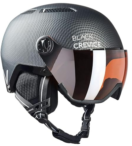 Black Crevice Skihelm Chamonix mit Visier, matt schwarz Carbon/weiß, M (55-58 cm)…