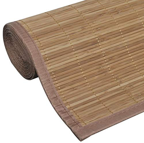 mewmewcat Tapis en Bambou Moderne pour Salon Antidérapant en PVC 160 x 230 cm (l x L) Marron