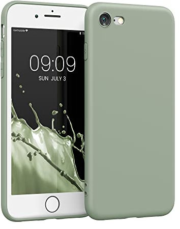 kwmobile Case Compatible with Apple iPhone SE (2022) / iPhone SE (2020) / iPhone 8 / iPhone 7 Case - Protective Slim TPU Phone Cover - Soft Matte Finish - Gray Green