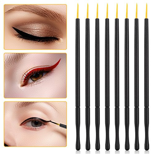 Eye Liner Pointe Fine, 100pcs Jetable Hard Head Eyeliner Liquid Brush Eye Shadow Brush Makeup Tool Pointed Round Brosse Eye Liner Pointe Fine Pinceau Eye Liner en Gel Outil de Maquillage Eyeliner