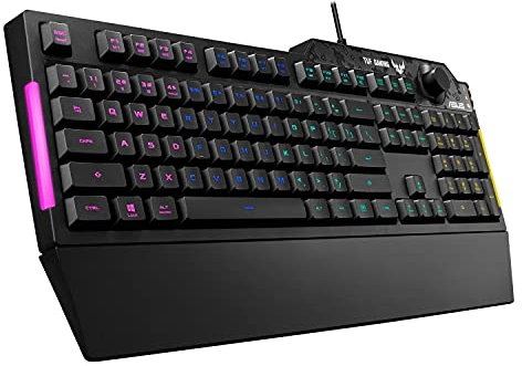 ASUS TUF Gaming K1 RGB keyboard with dedicated volume knob, spill-resistance, side light bar and Armoury Crate