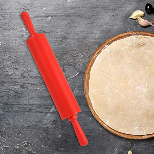 Regun Silikon Nudelholz, Bunter Silikon Teigroller, Lebensmittelechtes Silikonmaterial-Rollwerkzeug passend für Hausgemachtes Brot, Kekse, Pizza in Restaurants(rot)