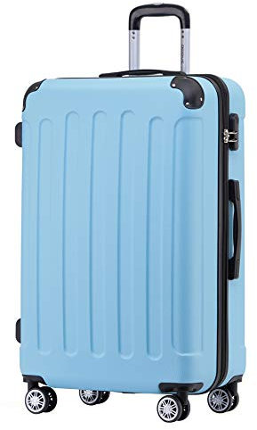 BEIBYE Zwillingsrollen Hardcase Reisekoffer Koffer Trolleys Hartschale in XL-L-M in 14 Farben (Hilmmelblau, Großer Koffer (76 cm))
