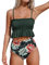 CUPSHE Damen Bikini Set Rüschen Gesmokter Bikini Bandeau Geraffte Bademode High Waist Zweiteiliger Badeanzug Armee Grün S