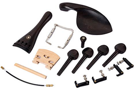 Alnicov Kit de violín 4/4 de tamaño completo, accesorios de violín, clavija de afinador fino, soporte de barbilla, pasador de extremo para piezas de repuesto de violín 4/4, 15 piezas