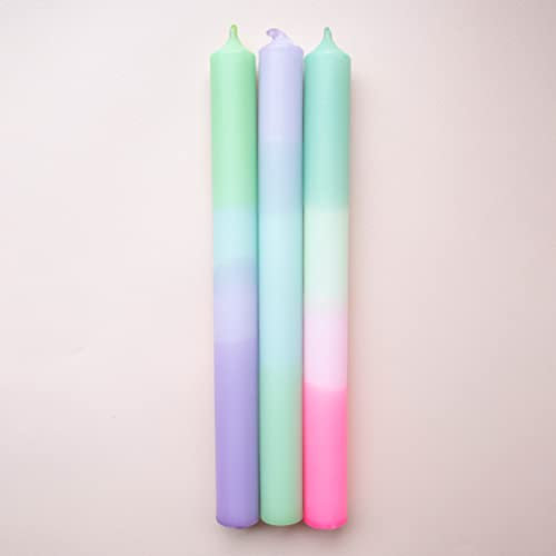 MADAM ERLE | 3er-Set Dipdye Stabkerzen | NIKE | handgemachte Kerzen extra lang| neon-pastell farbig | bunt | lange Brenndauer| Dekokerzen | Wohnzimmerdeko| tolle Geschenkidee für Freundin|
