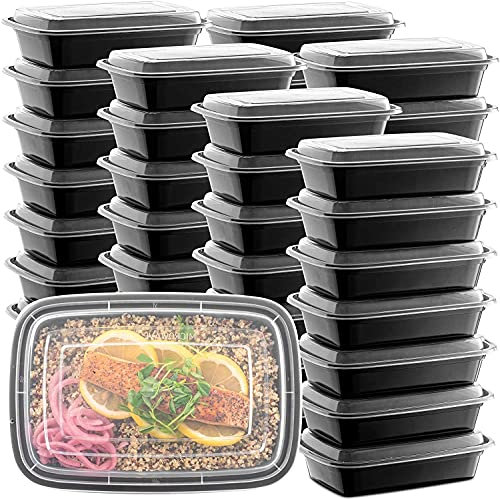 Hyper Mart [10 Pack 1 Compartment BPA Free Reusable Meal Prep Plastic Food Storage Containers with Airtight Lids-Microwavable, Freezer and Dishwasher Safe-Stackable Bento Lunch Boxes (1 Compartment)