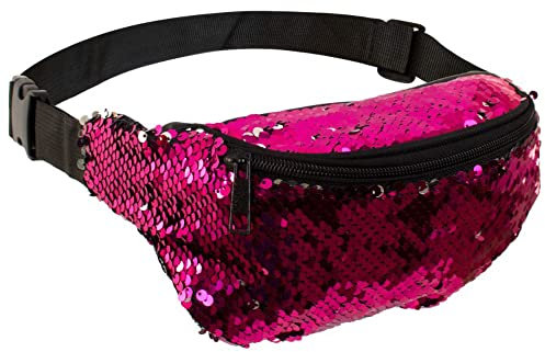 Goldschmidt Kostüme Bauchtasche mit Motiv | Tasche für Fasching & Karneval | Damen Herren Unisex (Pailletten rosa)