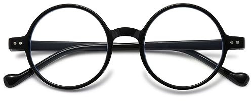 VEVESMUNDO Anti Blaulicht Lesebrille Damen Herren Runde Retro Groß Kunststoff Blaulichtfilter Lesehilf Sehhilfe Brille +1.0,+1.5,+2.0,+2.5,+3.0,+3.5,+4.0 (1 Stück Schwarz Lesebrille, +1.0)