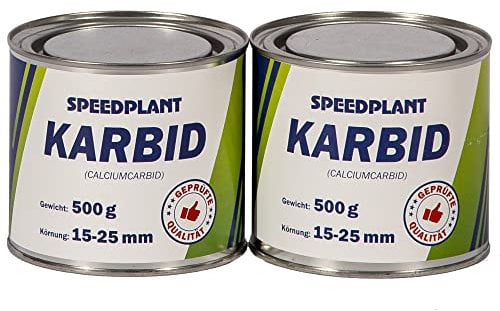 SPEEDPLANT Karbid 1kg (2X 500g) - Carbid Kabit Kabitt karbitt Karbit Karbid Große Feste Steine Körnung 15-25mm - 2 Dosen