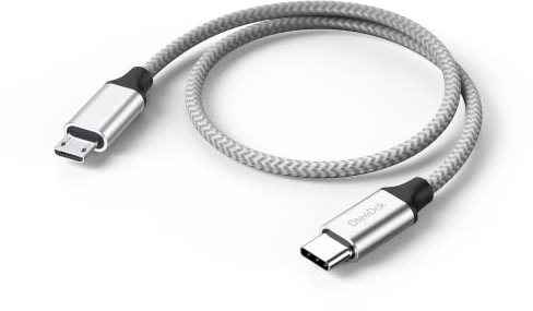 DteeDck USB C to Micro USB Cable 1ft, 16W Charging & 480Mbps Data Transfer USBC Type C to MicroUSB Cord Braided Male to Male USB-C 2.0 30.5cm for Old Android Phone Kindle PS4 Xbox One and More